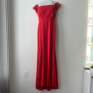 BCBG Maxazria Red Off the Shoulders Evening Gown / Prom
